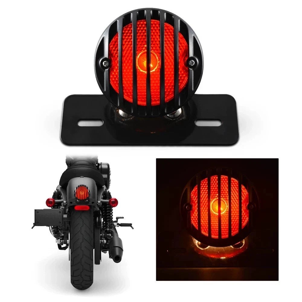 Motorcycle Rear Tail Brake Light LED with License Plate Holder Black - TDRMOTO