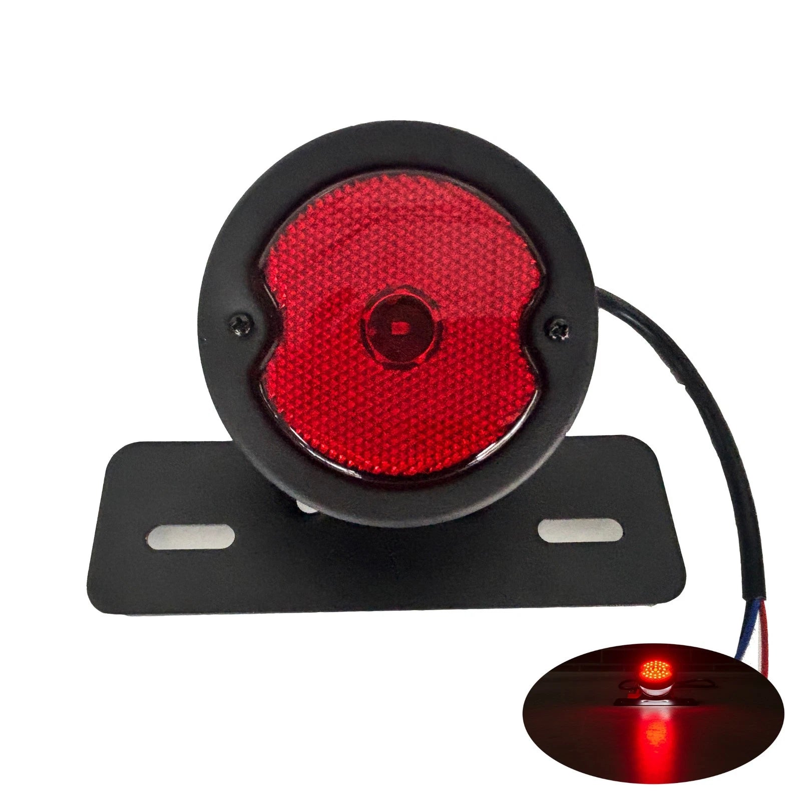 Retro Style 12V LED Motorcycle Taillight with Plate Bracket for Street fighters - TDRMOTO