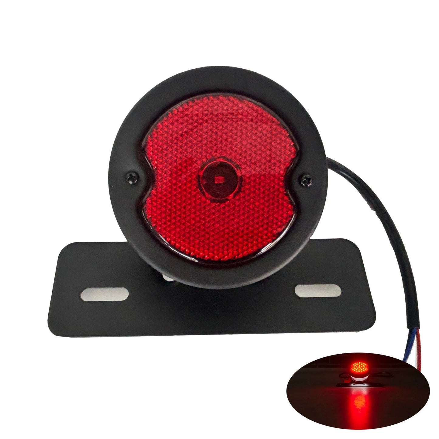 Retro Style 12V LED Motorcycle Taillight with Plate Bracket for Street fighters