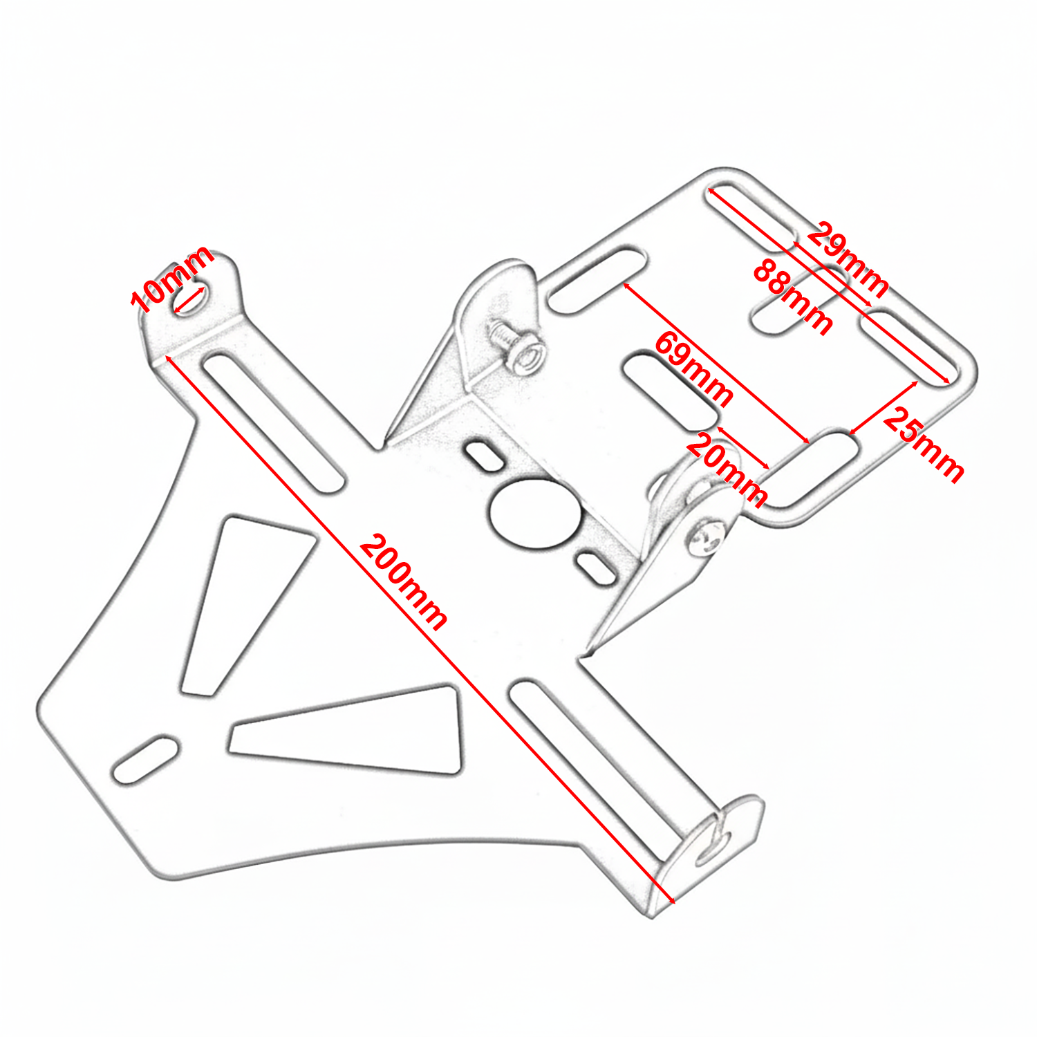 Universal Motorcycle Adjustable License Number Plate Frame Holder Bracket with Number Plate Light Rear Reflector - TDRMOTO