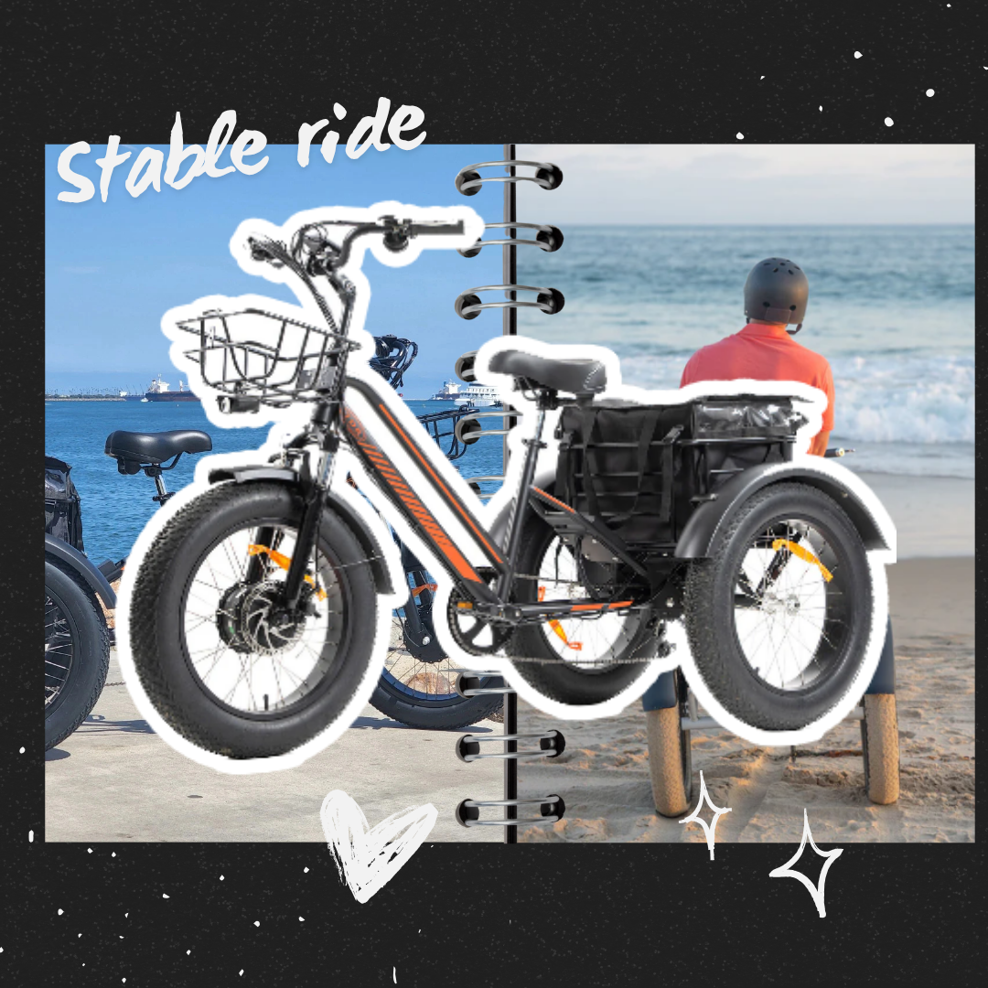 750W Fat Tyre Electric Tricycle Bafang Motor 7 Speeds Shimano Rear Rack Basket Trolley - TDRMOTO