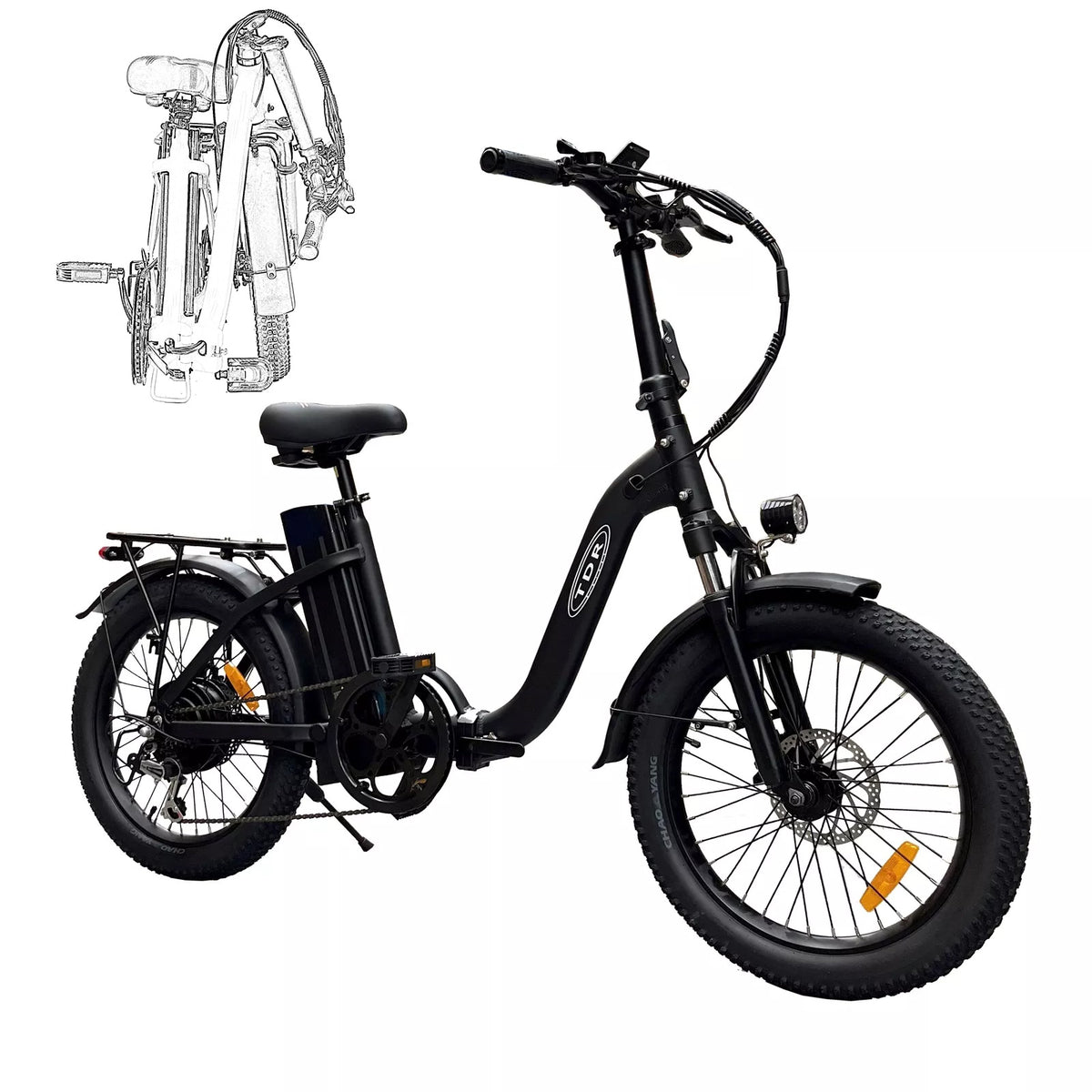TDR 500W Fold Electric Bike 20''Bicycle Commuter E-Bike Black - TDRMOTO