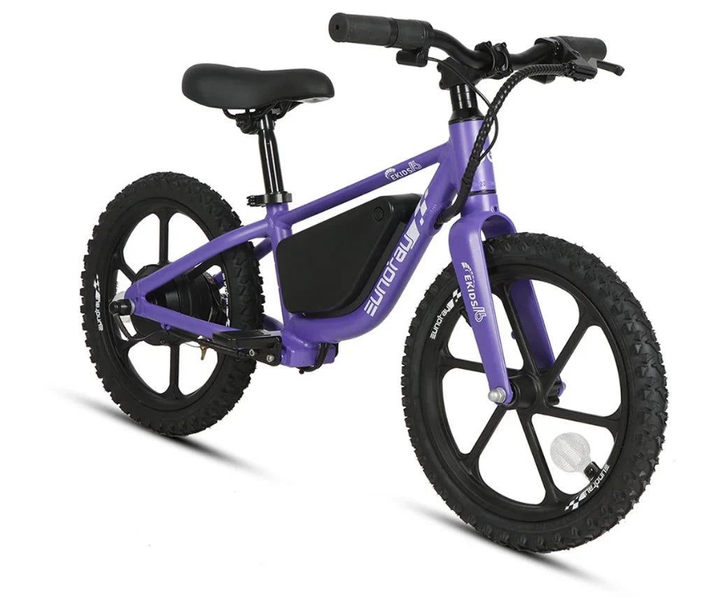 Eunorau Purple Electric Balance Bike Ebike 180w 24v 10AH 16" Wheel Junior Kids Child