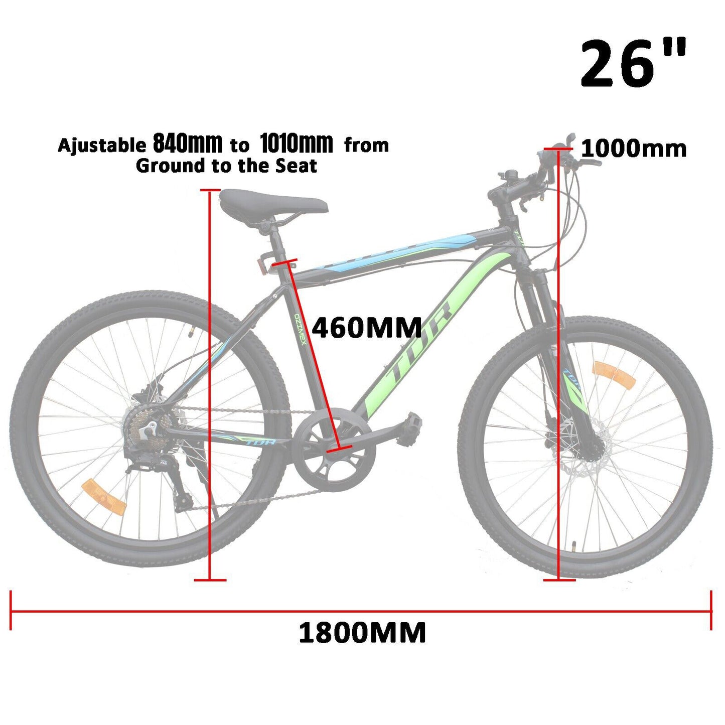 1500W TDR Mountain Electric Bike 26'' 27.5' 29" Triangle Battery