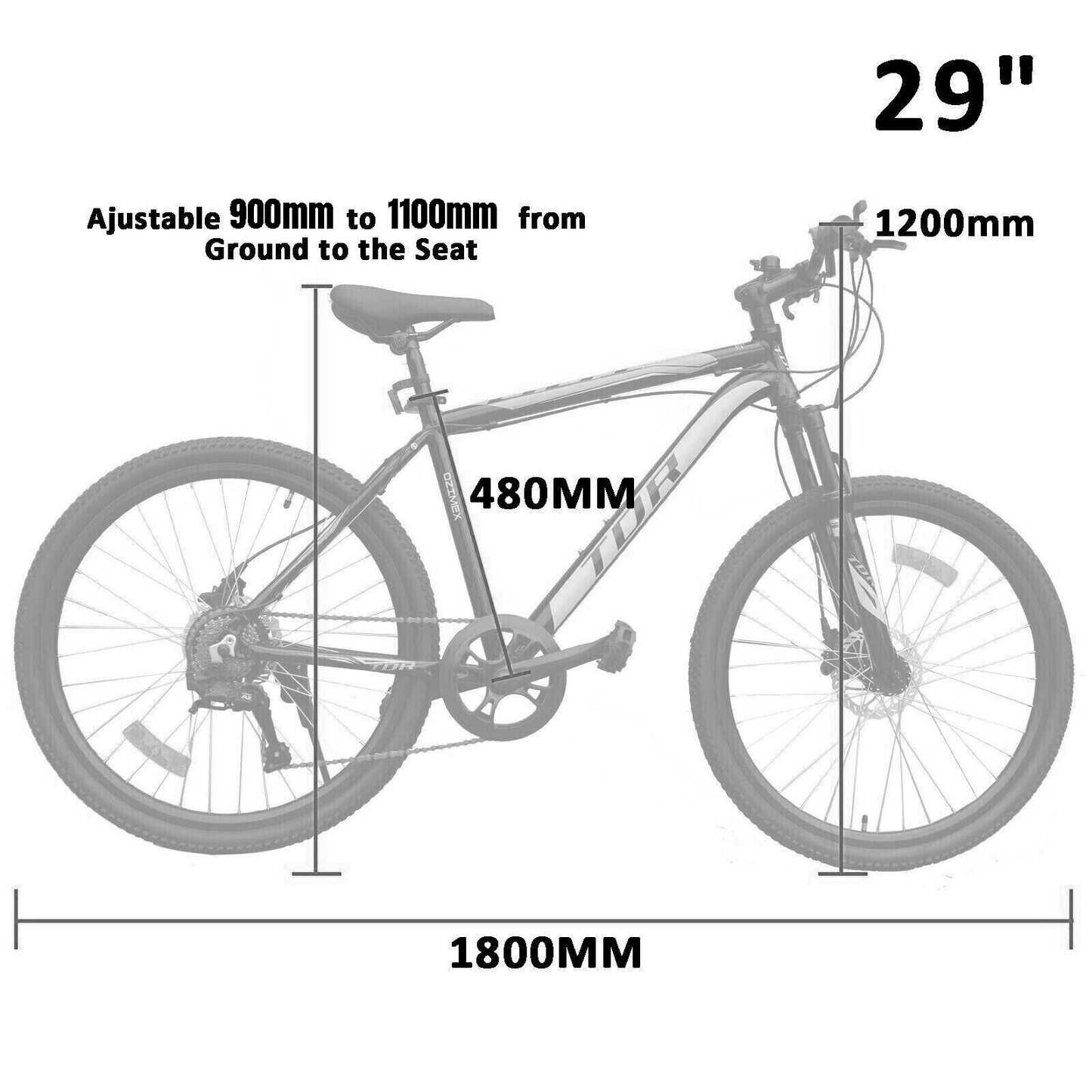 500W Rear Hub TDR Mountain Electric Bike 26'' 27.5' 29" Bagged Battery