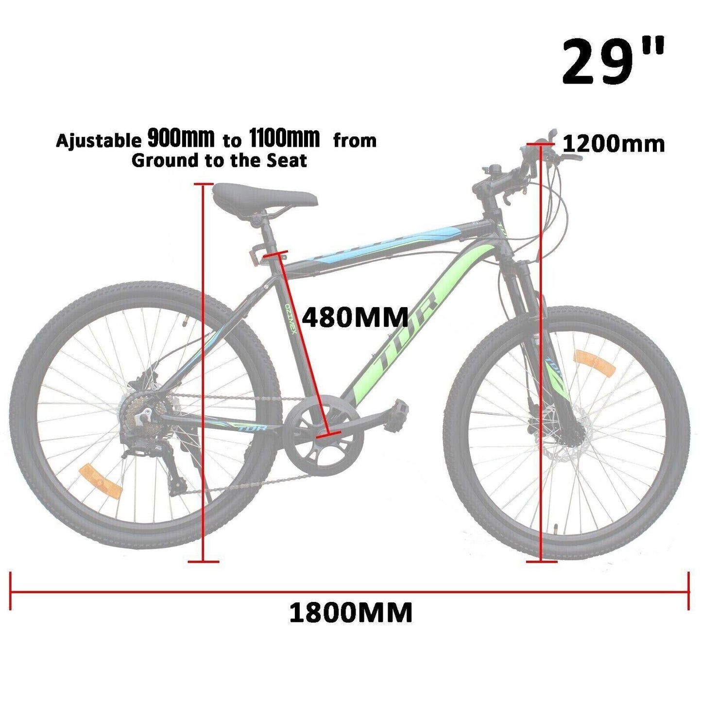1500W TDR Mountain Electric Bike 26'' 27.5' 29" Triangle Battery