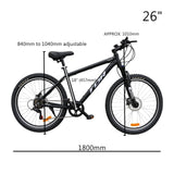 TDR TitanX Mountain Bike Shimano 7 Speed Aluminium Frame Push Bike