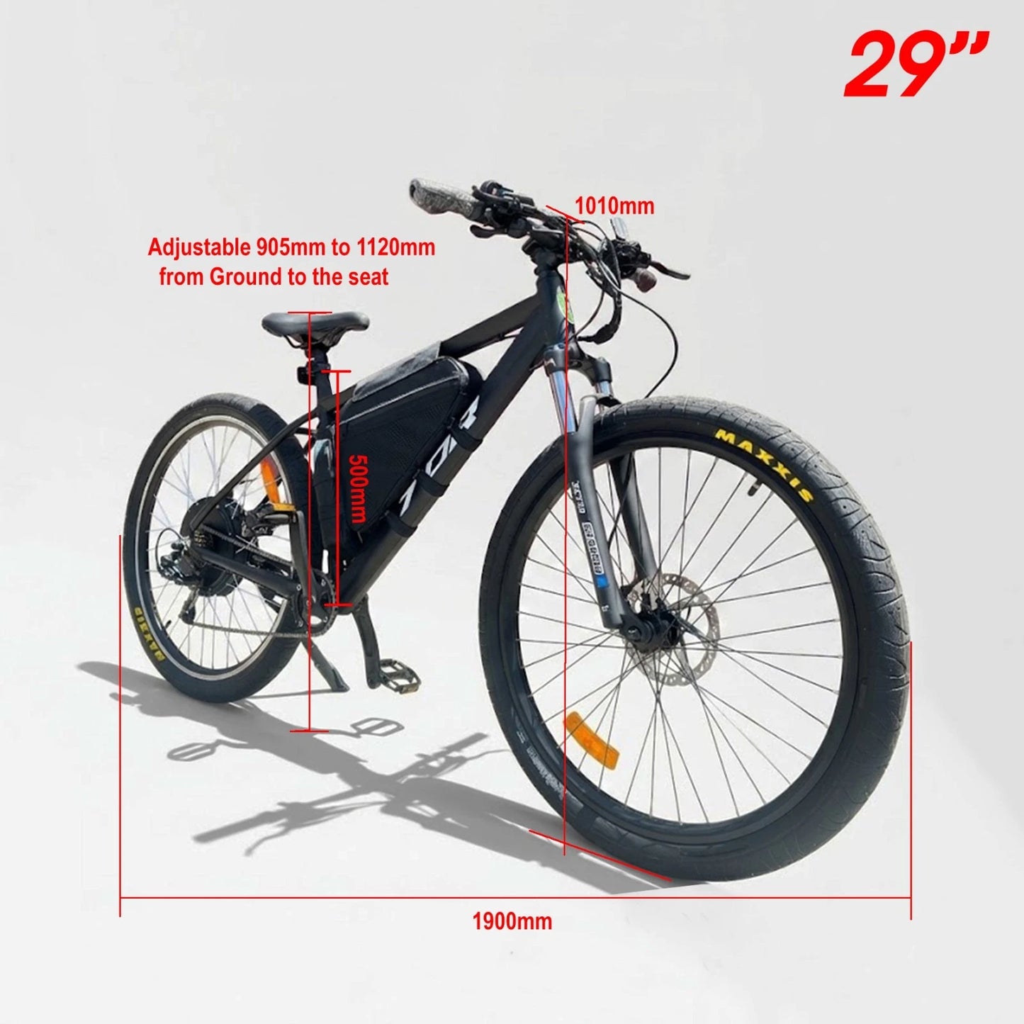 1500W TDR Mountain Electric Bike 29" Bagged Battery Black Frame