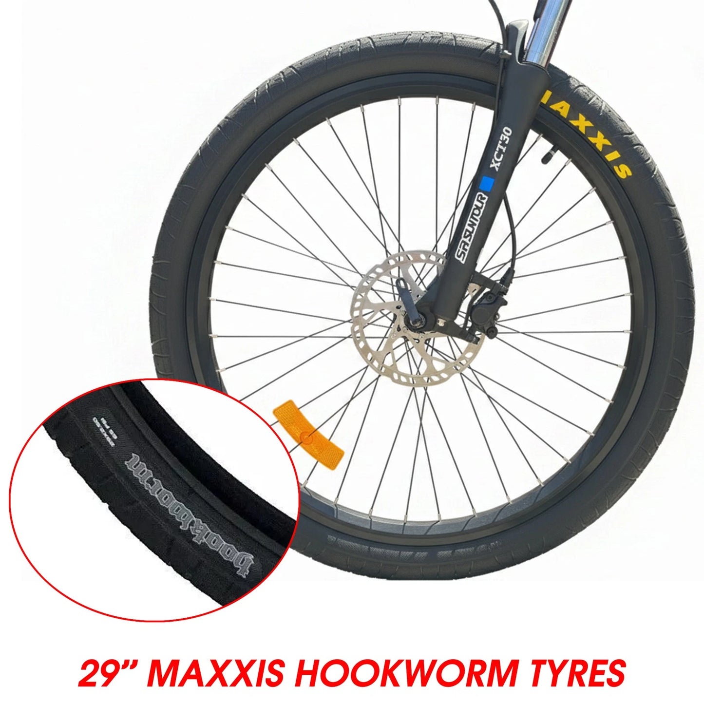 2000W TDR Mountain Electric Bike 29" Downtube Battery Black Frame