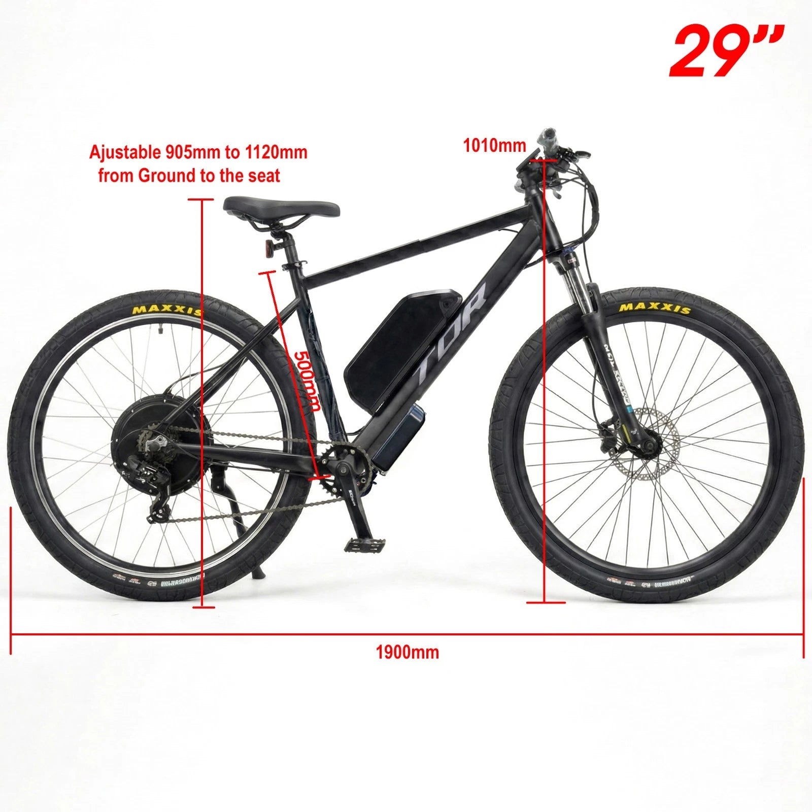 350W TDR Mountain Electric Bike 29" Downtube Battery Black Frame - TDRMOTO