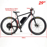 1500W TDR Mountain Electric Bike 29" Downtube Battery Black Frame - TDRMOTO