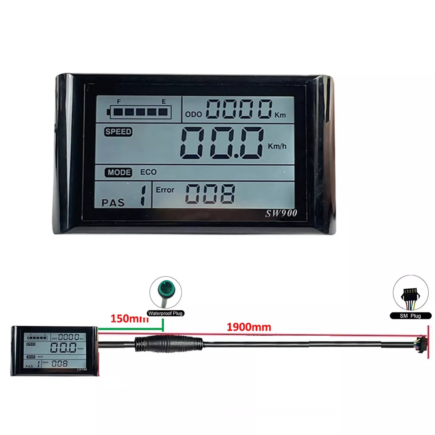 SW900 LCD Display Meter Control Panel 24V 36V 48V 52V 60V 72V for E-Bike Electric Bicycle Scooter