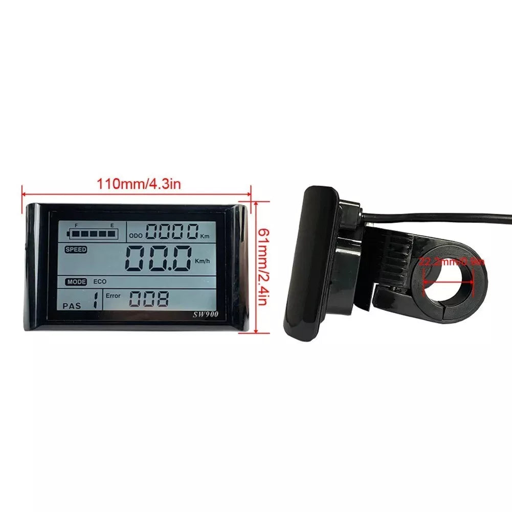 SW900 LCD Display Meter Control Panel 24V 36V 48V 52V 60V 72V for E-Bike Electric Bicycle Scooter