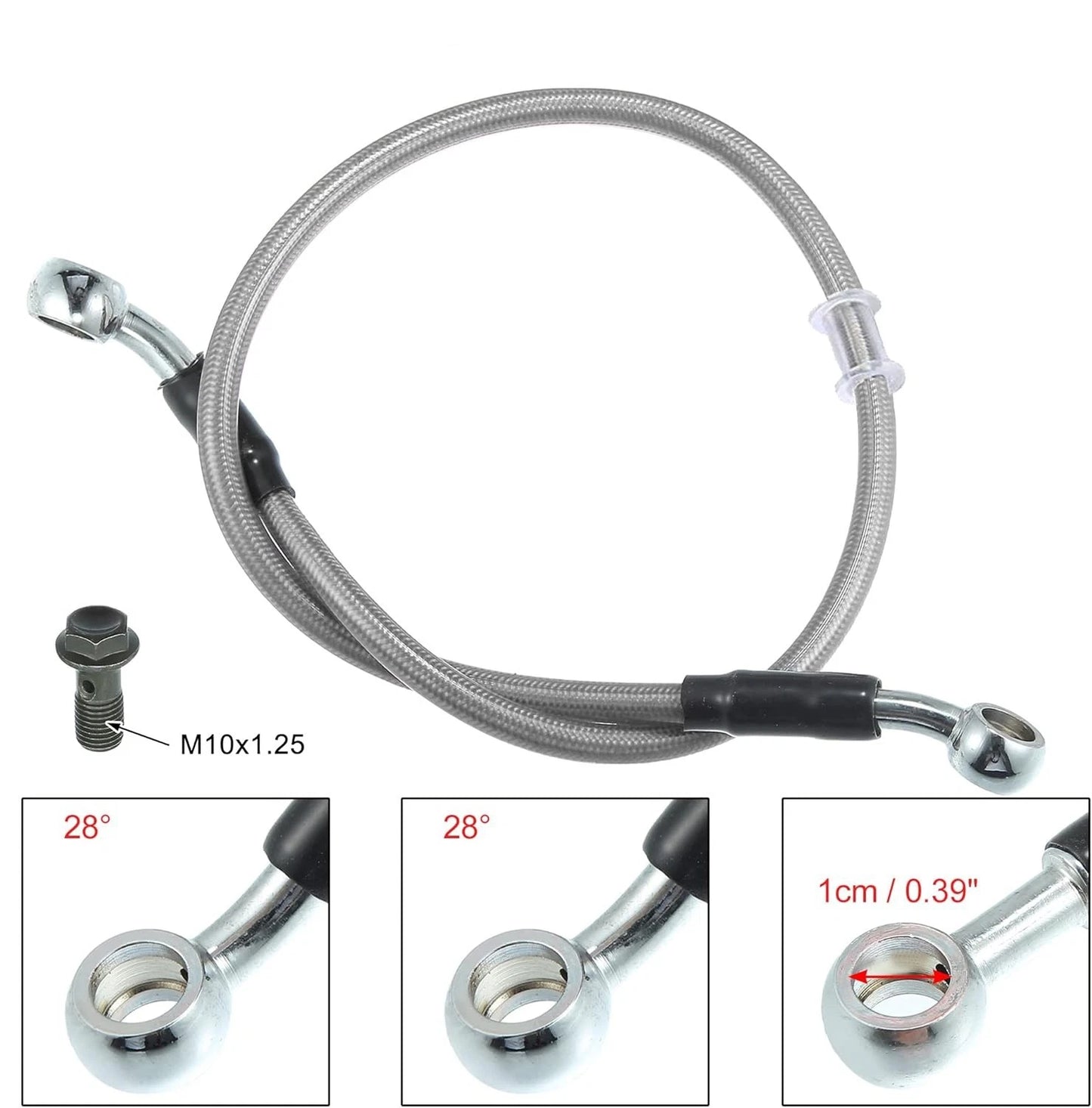 1300mm Motorcycle/Quad Bike/Bugy/GoKart Hydraulic Brake Line Hose Cable with M10 Banjo