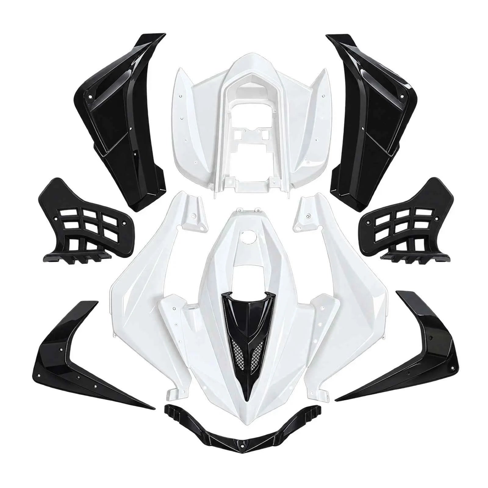 Plastics Fairing Body Cover Set for 110cc 125cc ATV Sport Quad Bike Fender Black and White