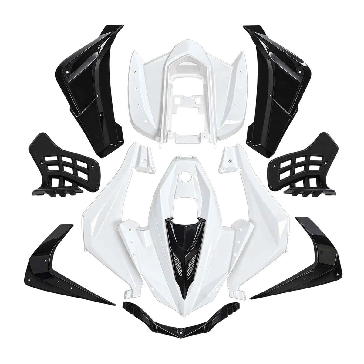 Plastics Fairing Body Cover Set for 110cc 125cc ATV Sport Quad Bike Fender Black and White