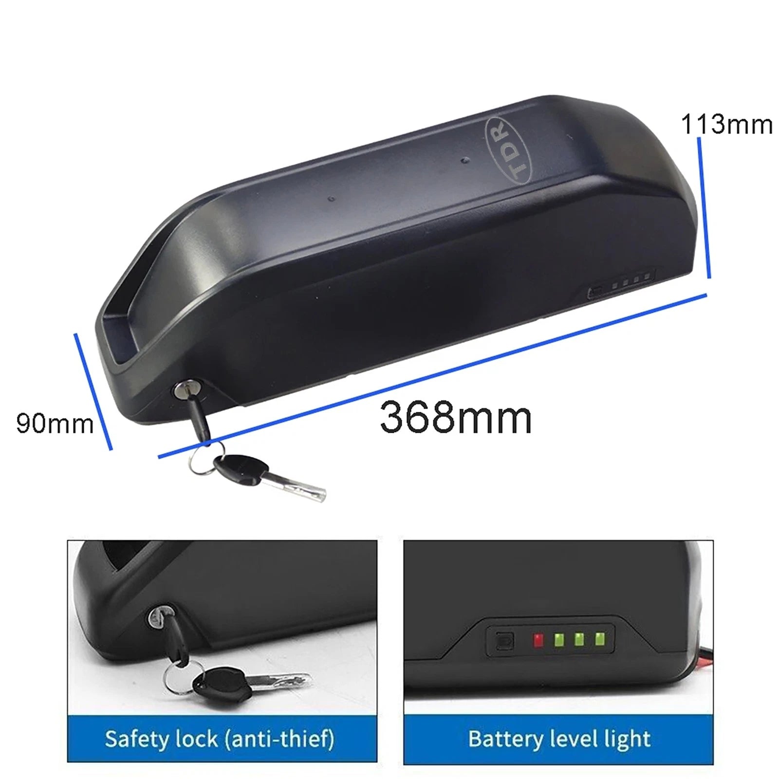 36V 15.6AH Electric Bike Battery Down Tube Style for 200W 250W 300W 350W EBike - TDRMOTO