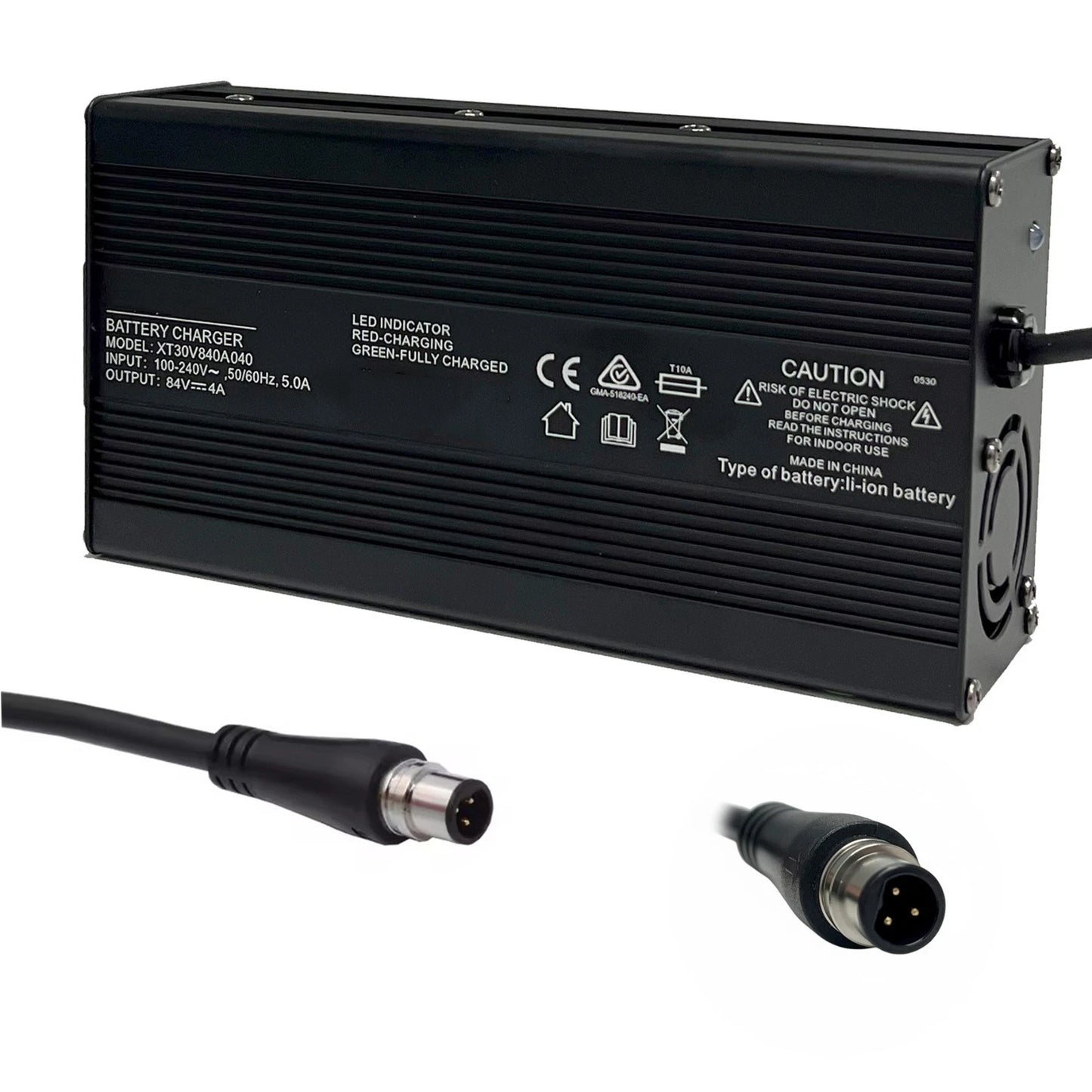 Charger for 72V Lithium Battery 84V 4A Output for Electric Bike with 3-Pin Male RPG0021