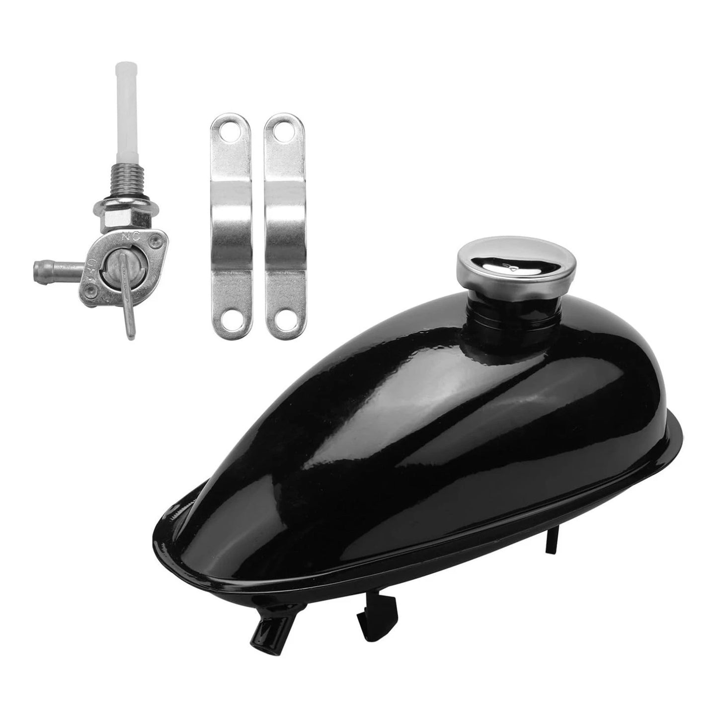2L Metal Fuel Tank with Cap Filter Line for 49cc 66cc 80cc Motorised Bike