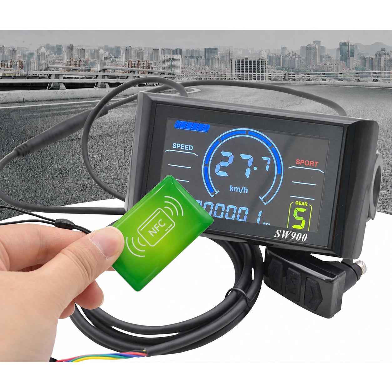 NFC SW900 LCD Display Meter Control Panel 24V 36V 48V 52V 60V 72V for E-Bike Electric Bicycle Scooter