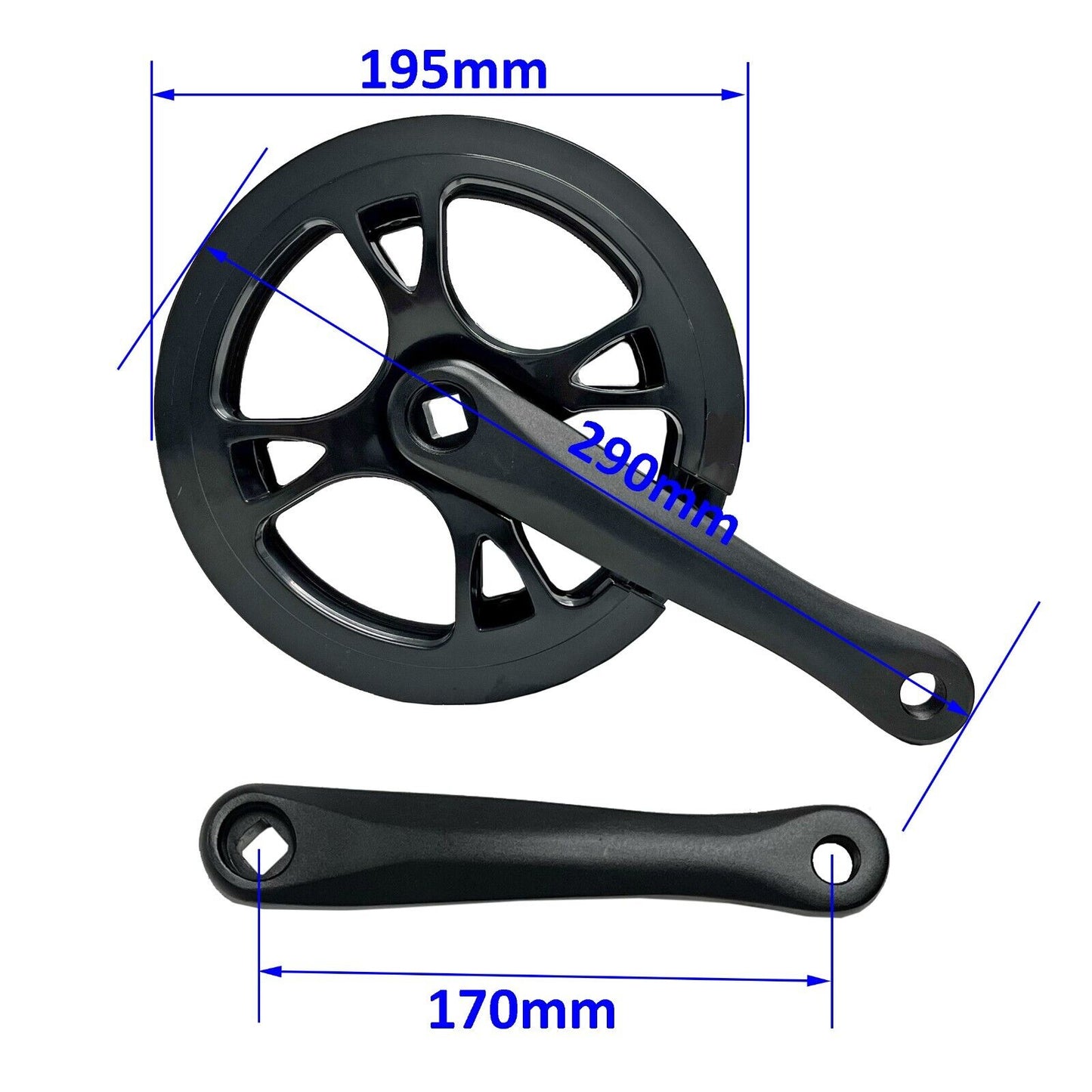 Alloy Bicycle Crank Single Speed 170mm MTB BMX Road Bike 44T Crankset