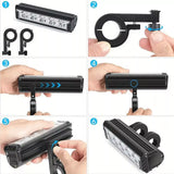 2800LM 6600mAh Super Bright LED Light Bar USB Rechargeable Bicycle Headlight 5 Mode Waterproof - TDRMOTO