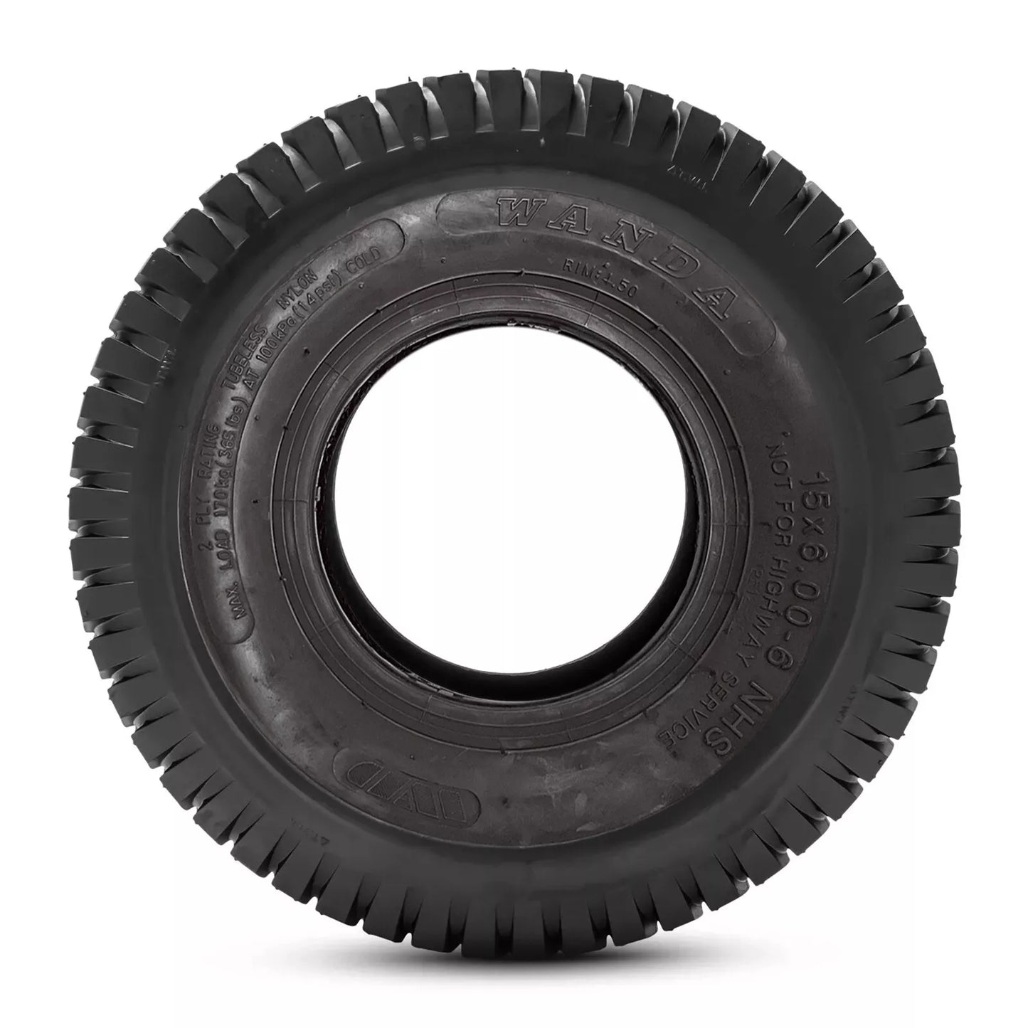 Set 4 Ride on Lawn Mower Turf Tires 15x6-6 Front & 18x8.5-8 Rear - 2PLY