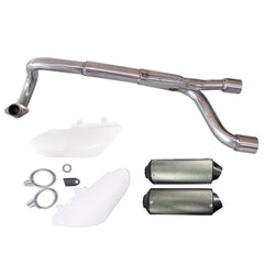 Silver Big Bore Dual Exhaust Muffler CRF50 STYLE Atomik Pitpro Thumpstar DHZ