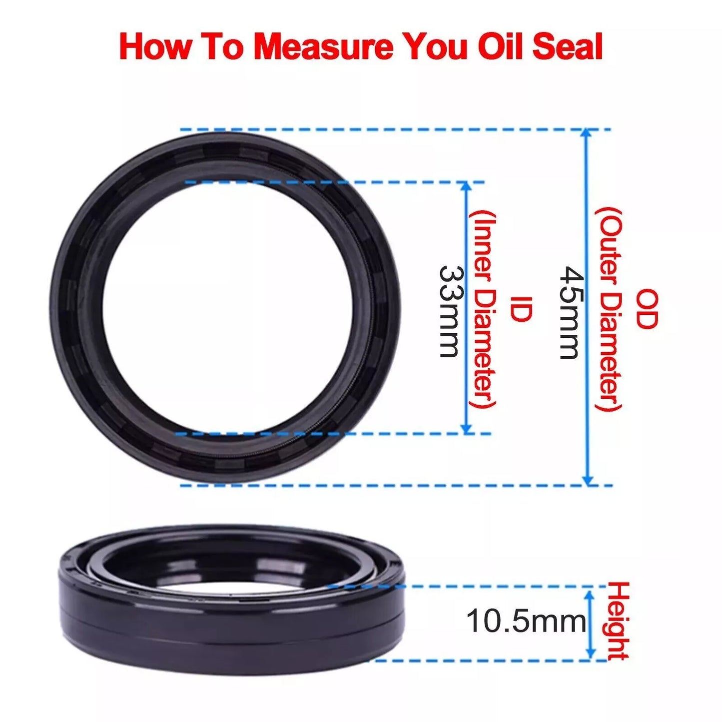 Motorcycle Fork Oil Seals 33mm x 45mm x 10.5mm with Retaining Clips Kit