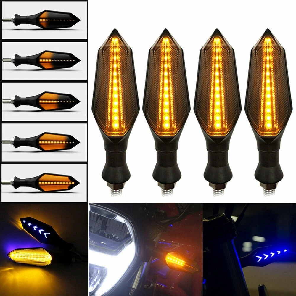 4 x Amber LED Indicators Blinkers For Yamaha Honda Suzuki Hyosung - TDRMOTO