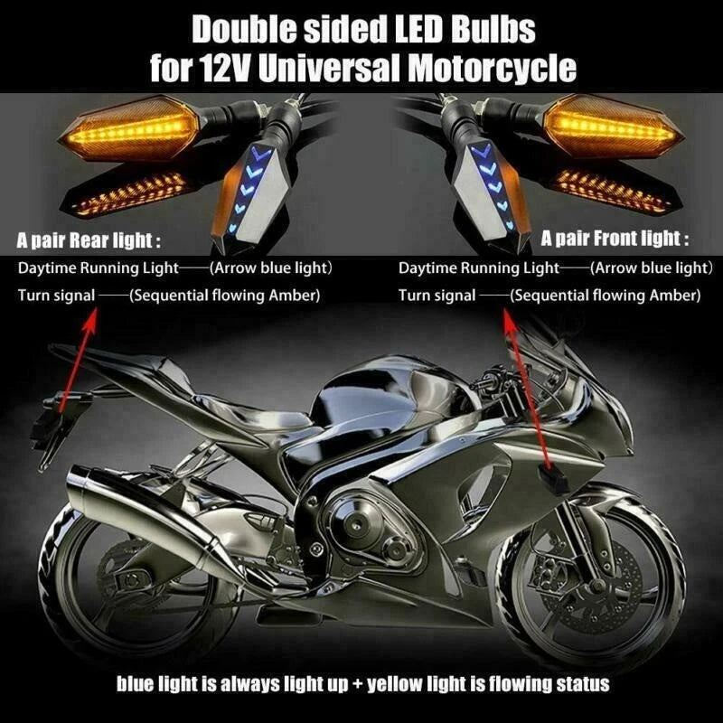 4 x Amber LED Indicators Blinkers For Yamaha Honda Suzuki Hyosung - TDRMOTO