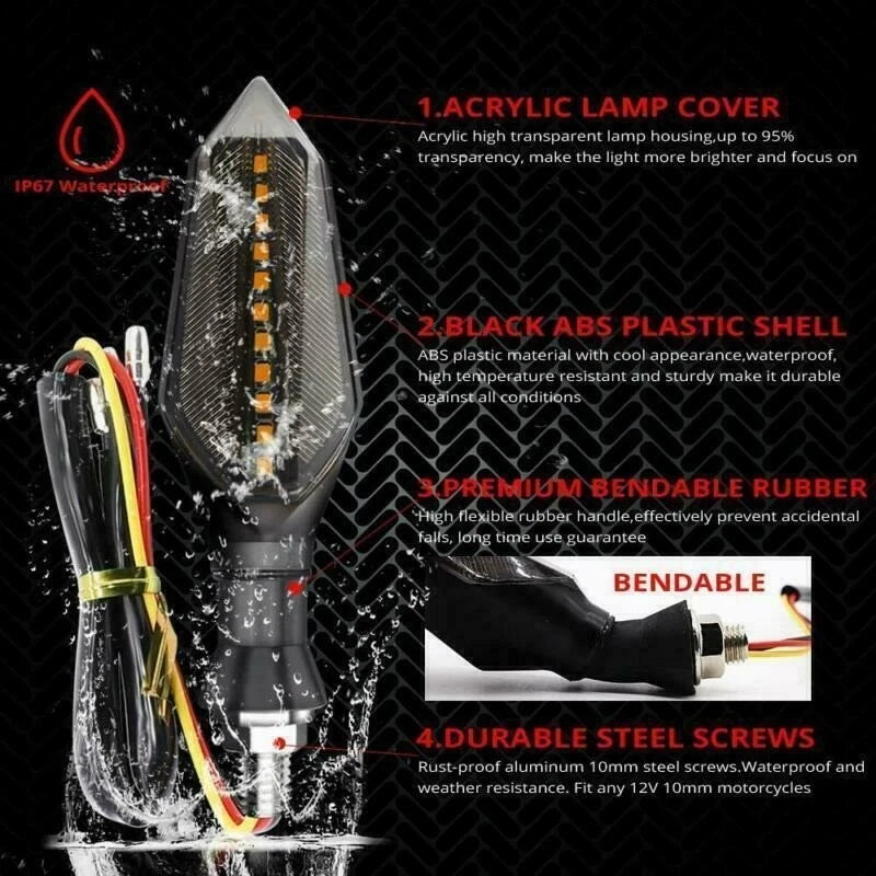 4 x Amber LED Indicators Blinkers For Yamaha Honda Suzuki Hyosung