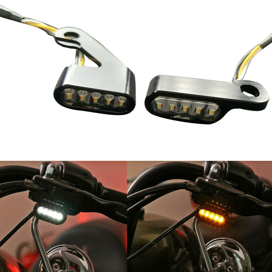 Motorcycle Handlebar LED Mini Turn Signal Indicator Light For Harley Sportster