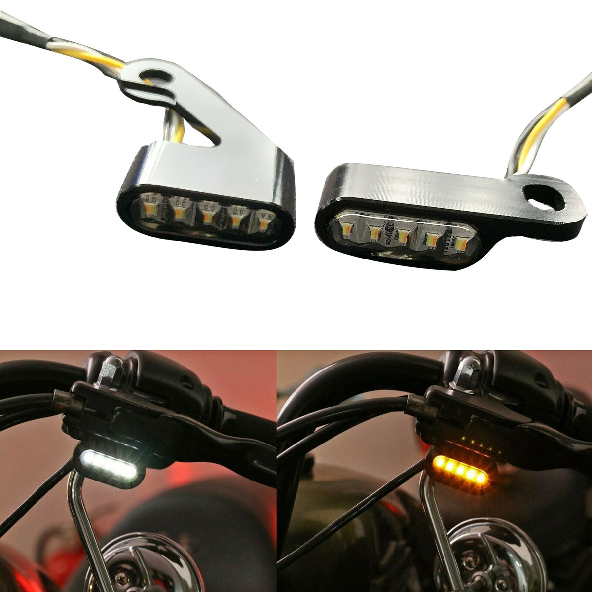 Motorcycle Handlebar LED Mini Turn Signal Indicator Light For Harley Sportster - TDRMOTO