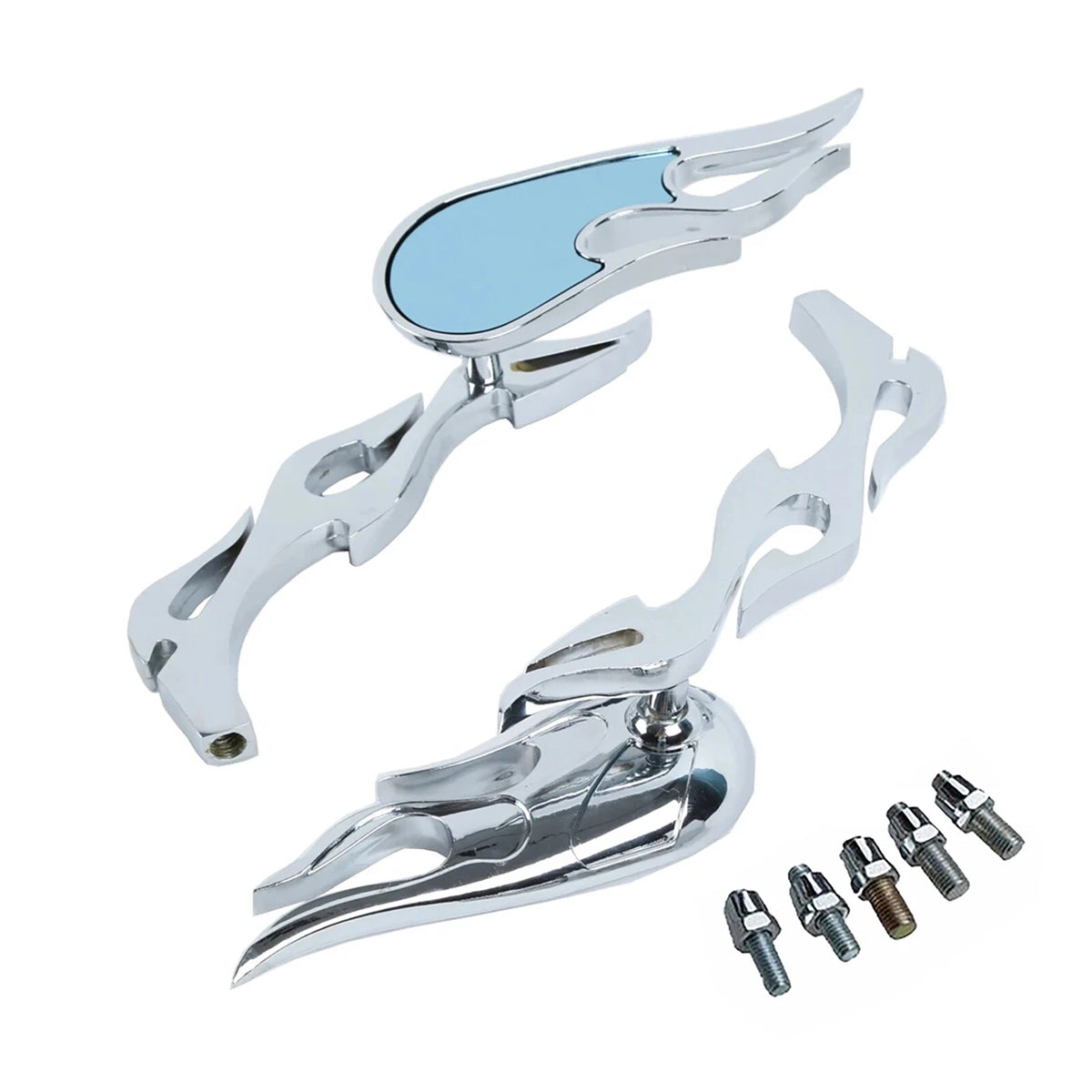 Flame Motorcycle Chrome Rear view Blue Mirror for Harley Yamaha Honda kawasaki Suzuki