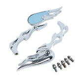 Flame Motorcycle Chrome Rear view Blue Mirror for Harley Yamaha Honda kawasaki Suzuki