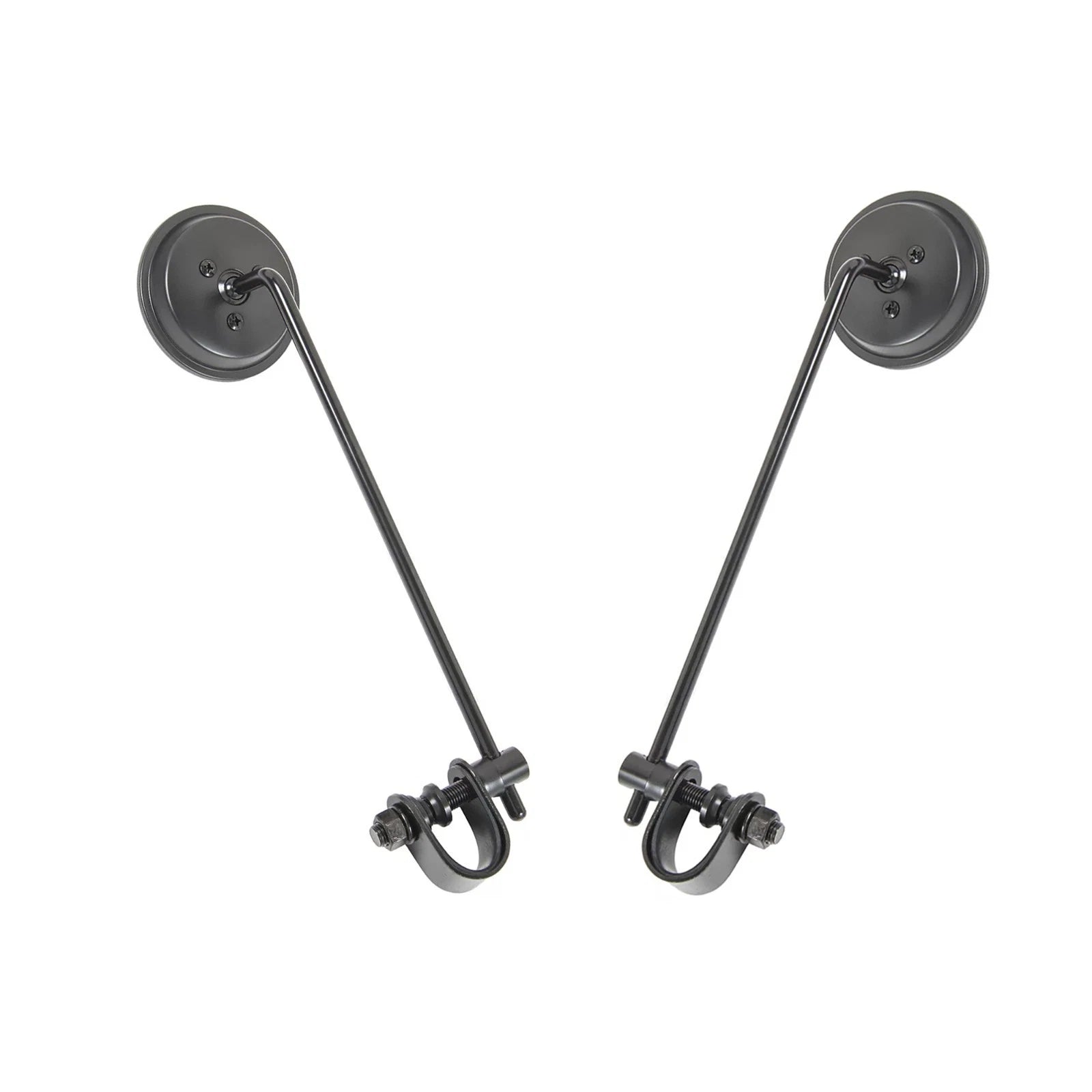 Motorcycle Cafe Racer Long Stem Black Clamp on 3" Round Mirror 22mm 7/8"- 1" Bar - TDRMOTO