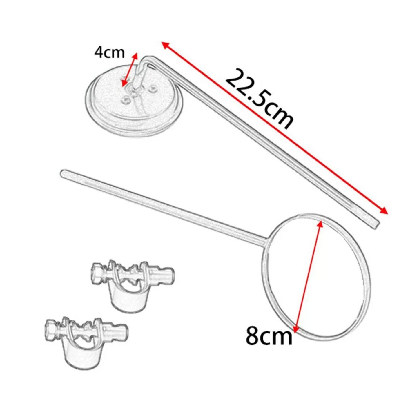 Motorcycle Cafe Racer Long Stem Black Clamp on 3" Round Mirror 22mm 7/8"- 1" Bar