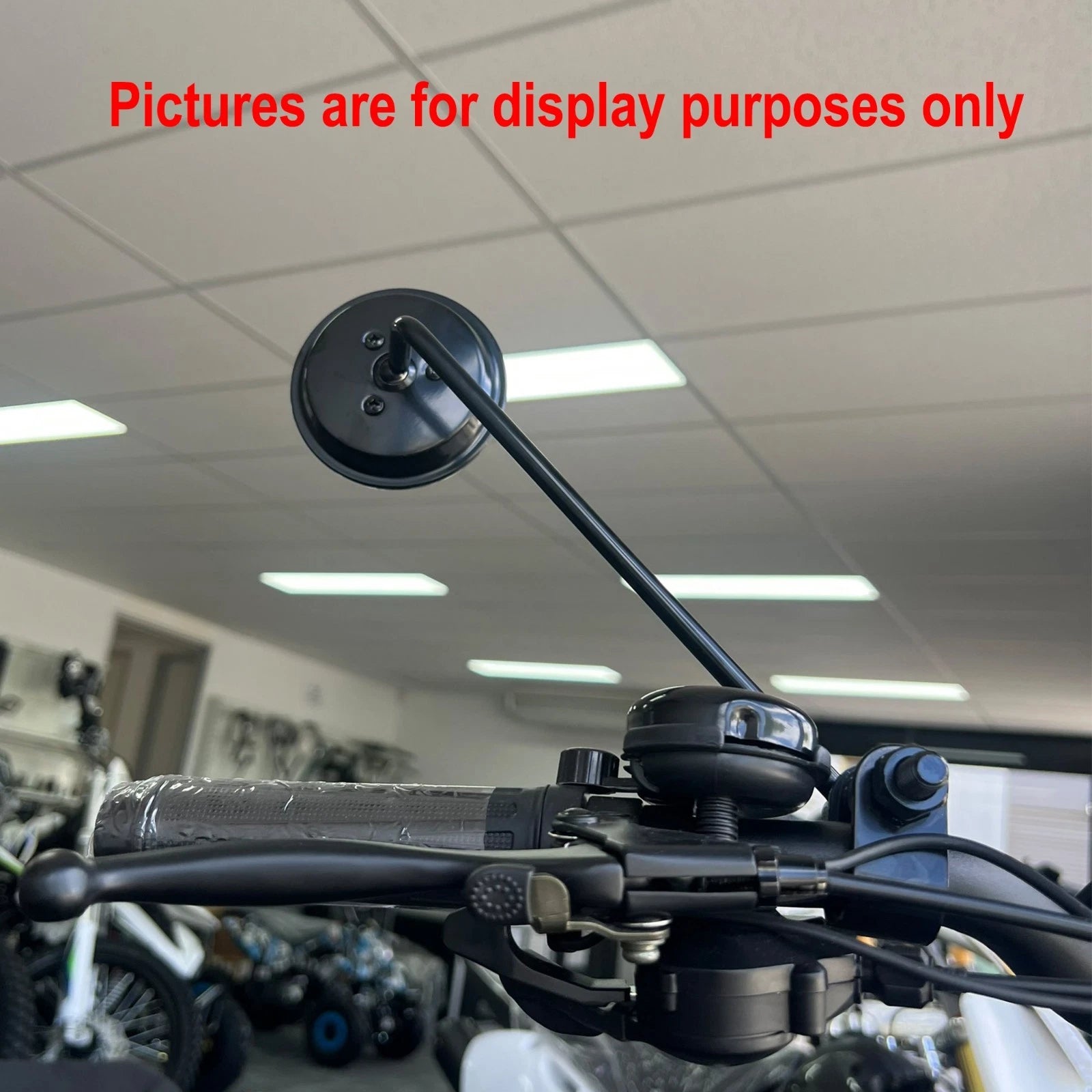 Motorcycle Cafe Racer Long Stem Black Clamp on 3" Round Mirror 22mm 7/8"- 1" Bar - TDRMOTO