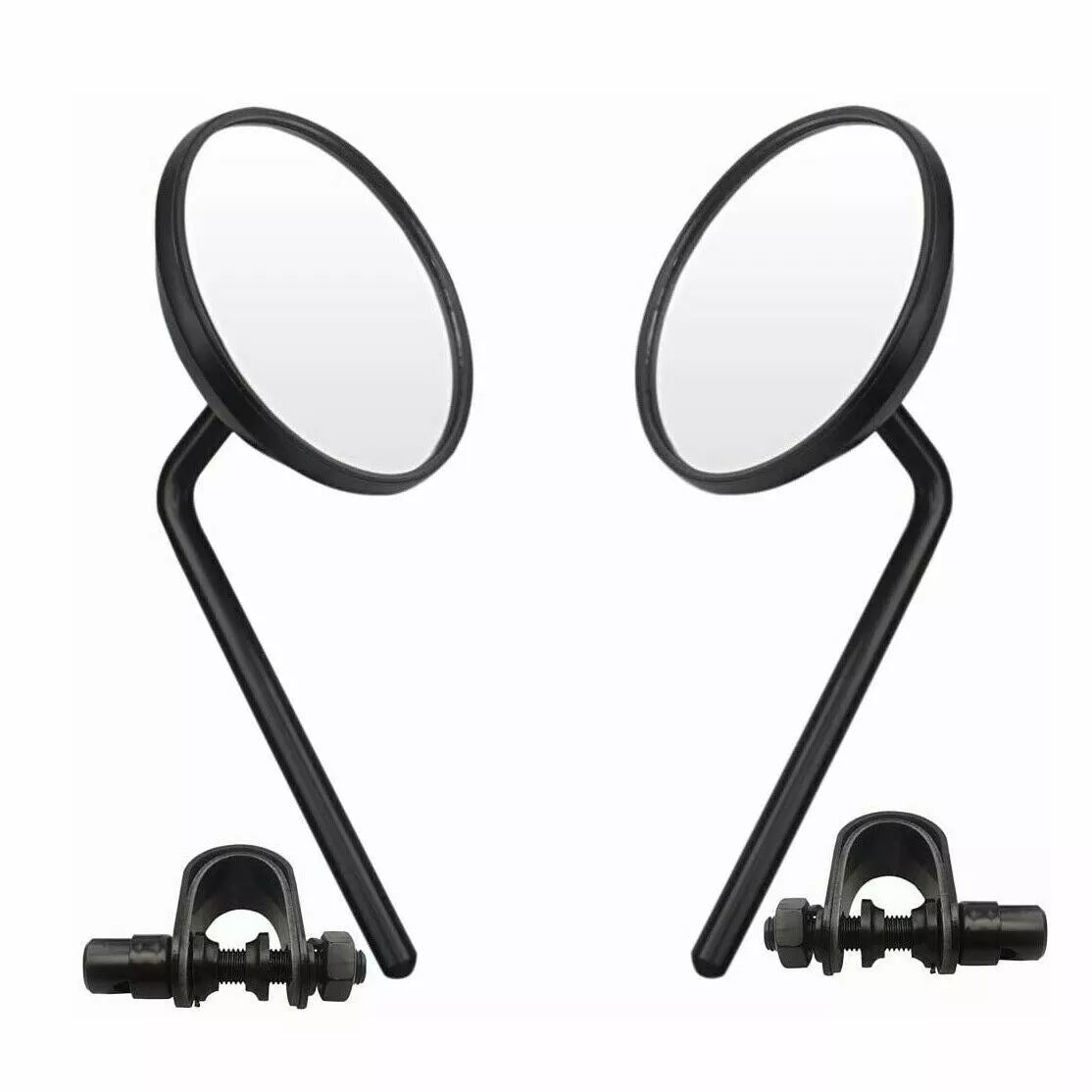 Motorcycle Cafe Racer Long Stem Black Clamp on 3" Round Mirror 22mm 7/8"- 1" Bar - TDRMOTO