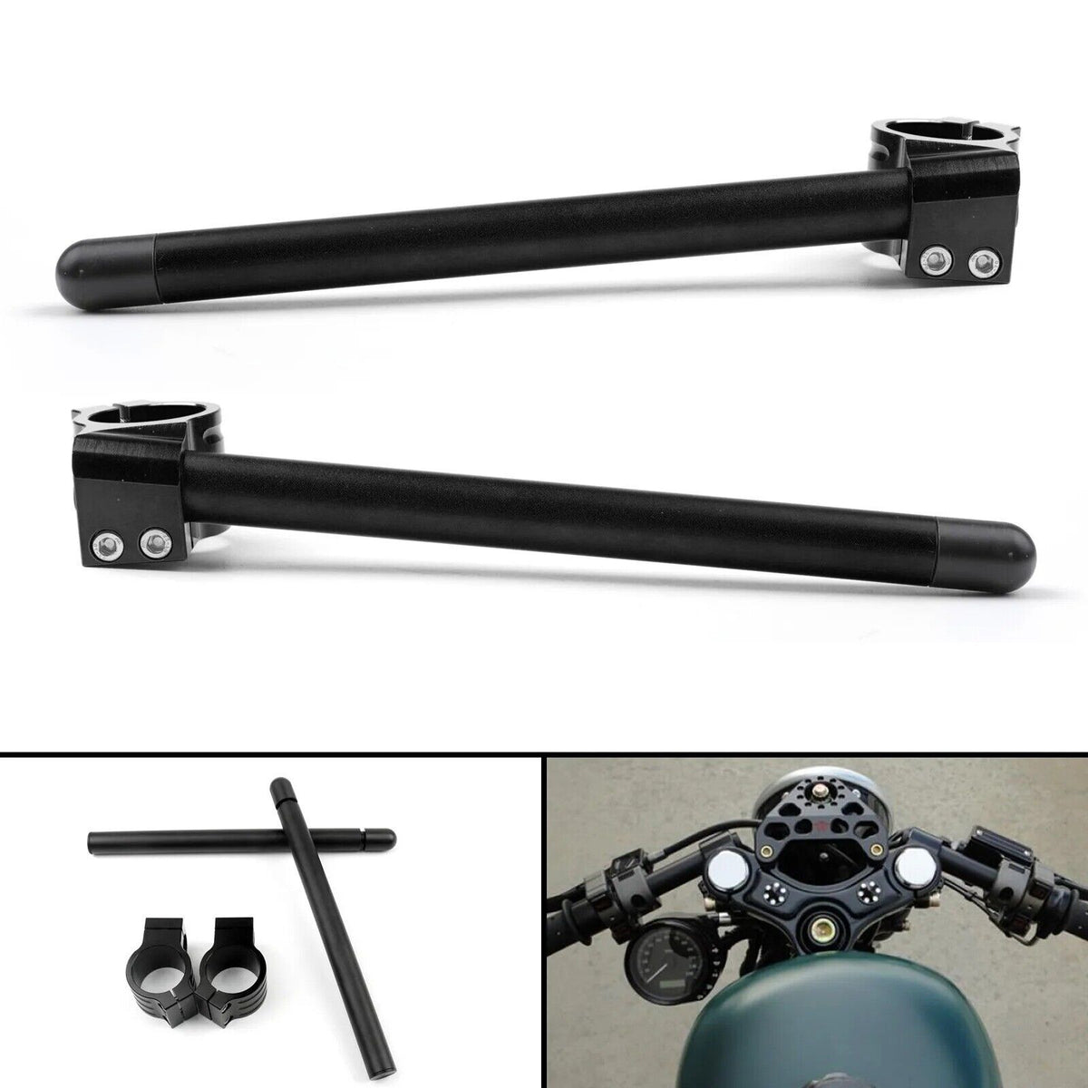 Universal 7/8'' Handlebars Clip-On 51 mm Fitk Tube Motorcycle Fit Cafe Racer - TDRMOTO