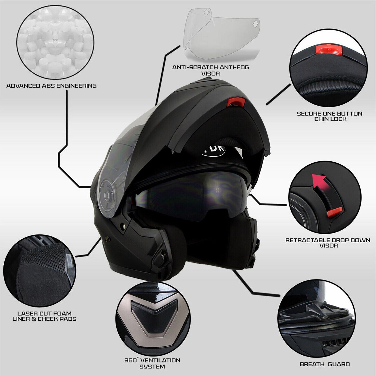 ECE Australian Approval FULL FACE Modular Flip Up Road Bike Motorcycle Helmet AU