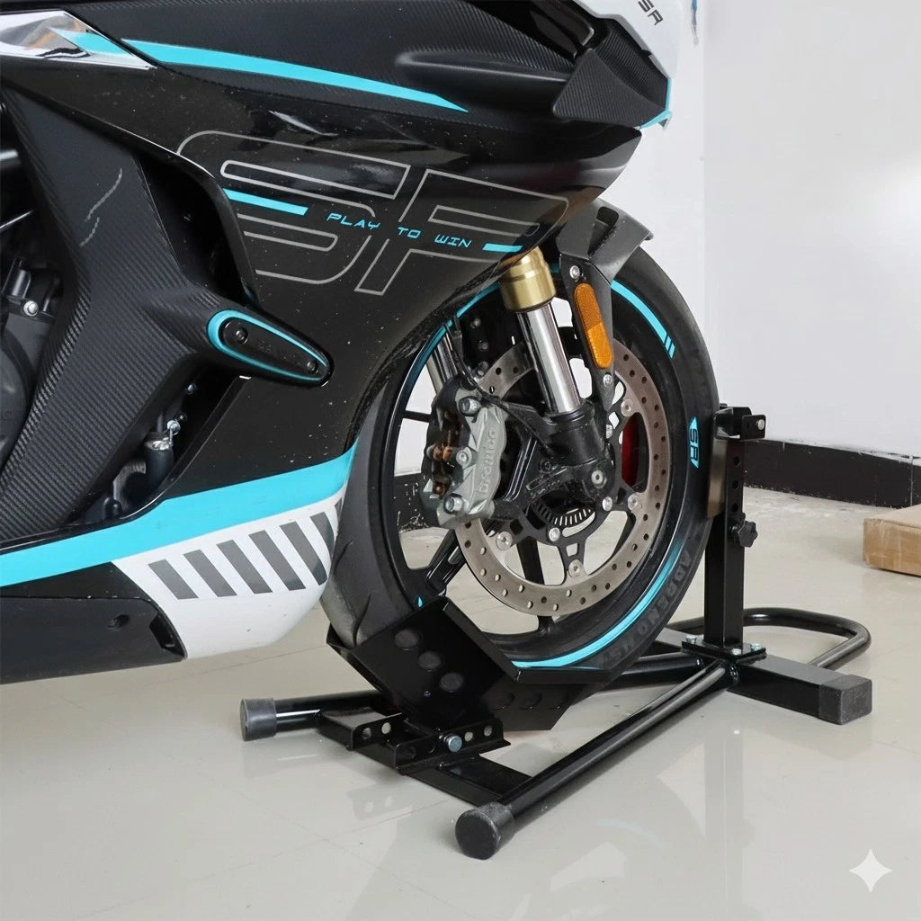 Motorcycle Front Wheel Stand Chock Parking Lock Holder Support - TDRMOTO