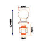 Chrome Tow Ball 3/4" 19mm thread 50mm Ball for Tractors, Quad Bikes Trailers