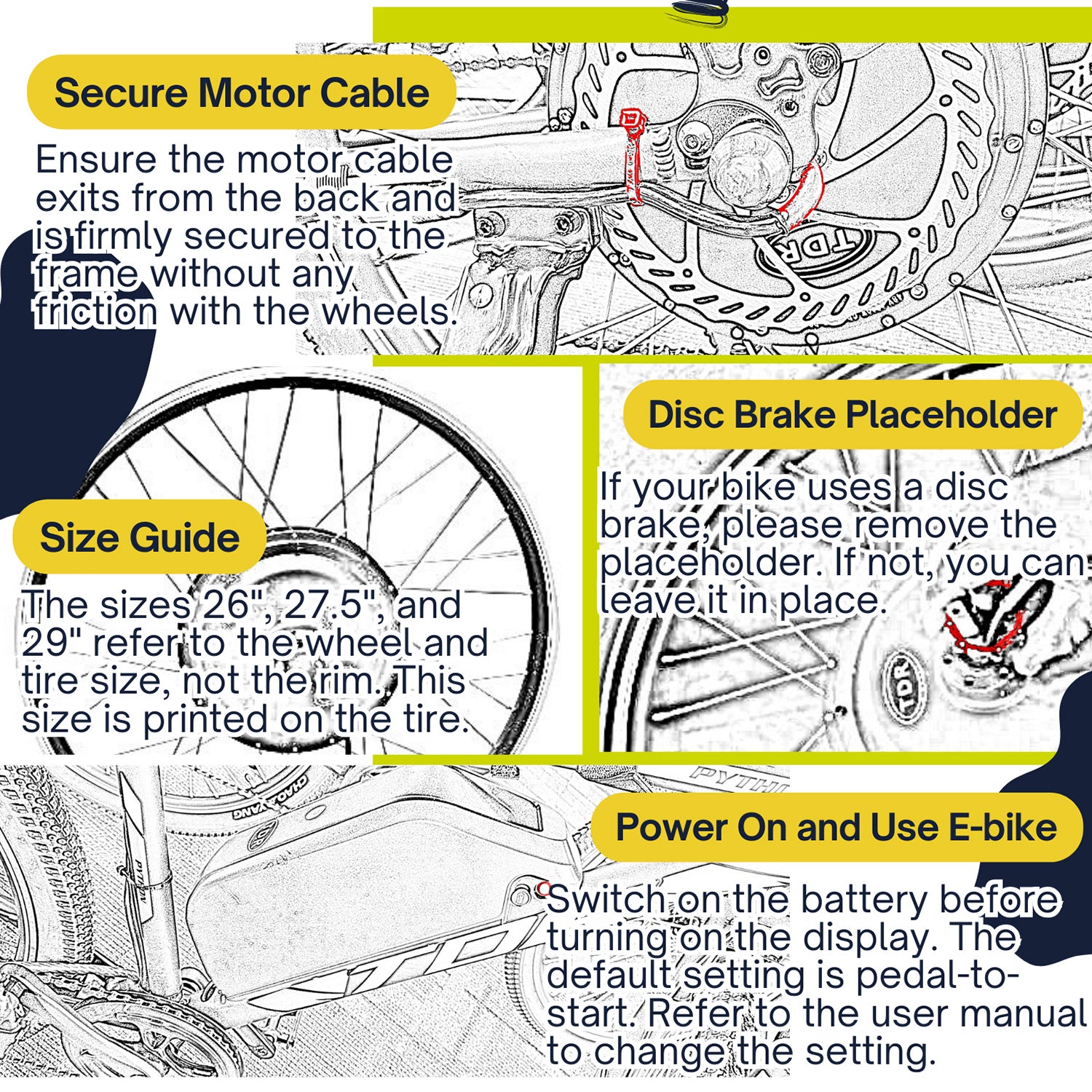 29" 48V 750W Rear Wheel Hub Motor Conversion Electric Bike Bicycle Kit ...