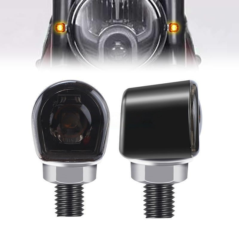 2 x Motorcycle LED Turn Signal Lights Amber Indicators Mini Blinkers Universal Tinted Black/Clear