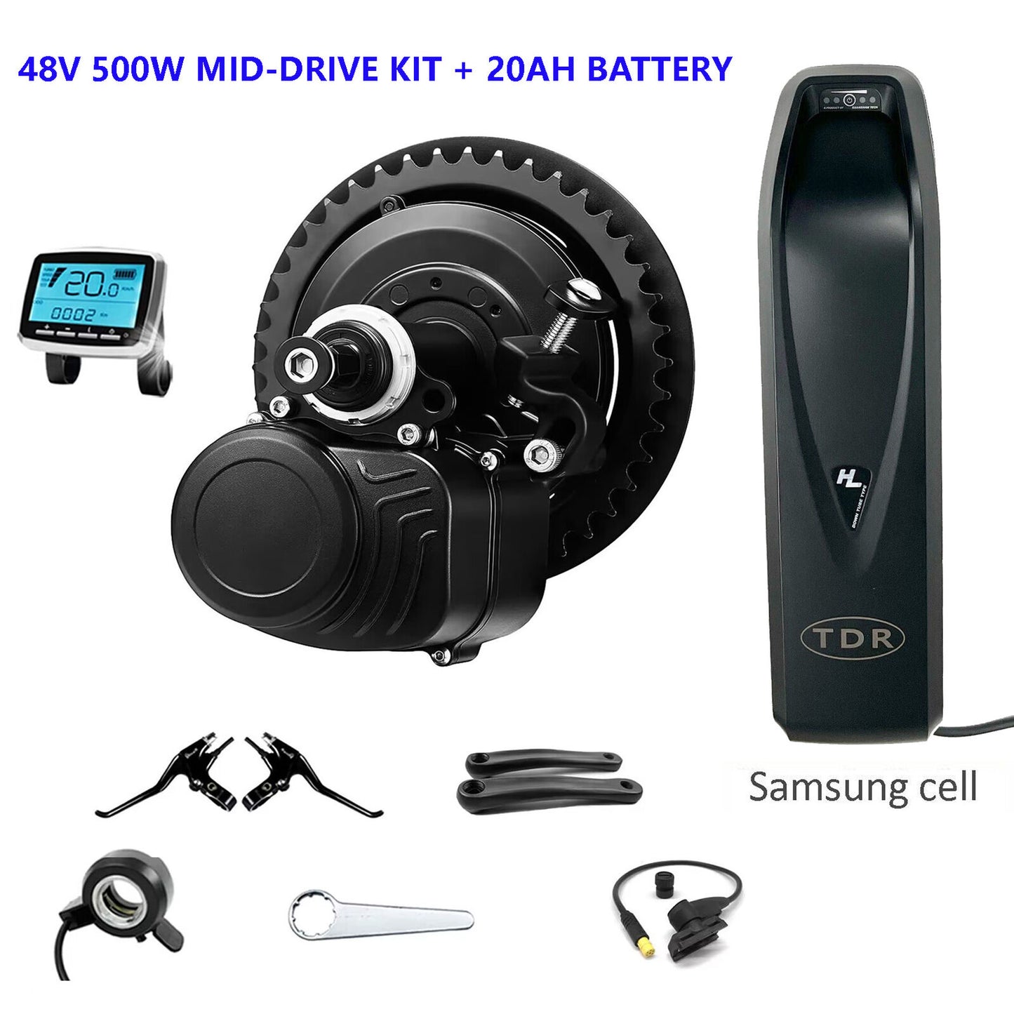 TONGSHENG TSDZ2B 500W Mid Drive Ebike Conversion Kit + SAMSUNG Cell 20AH Battery