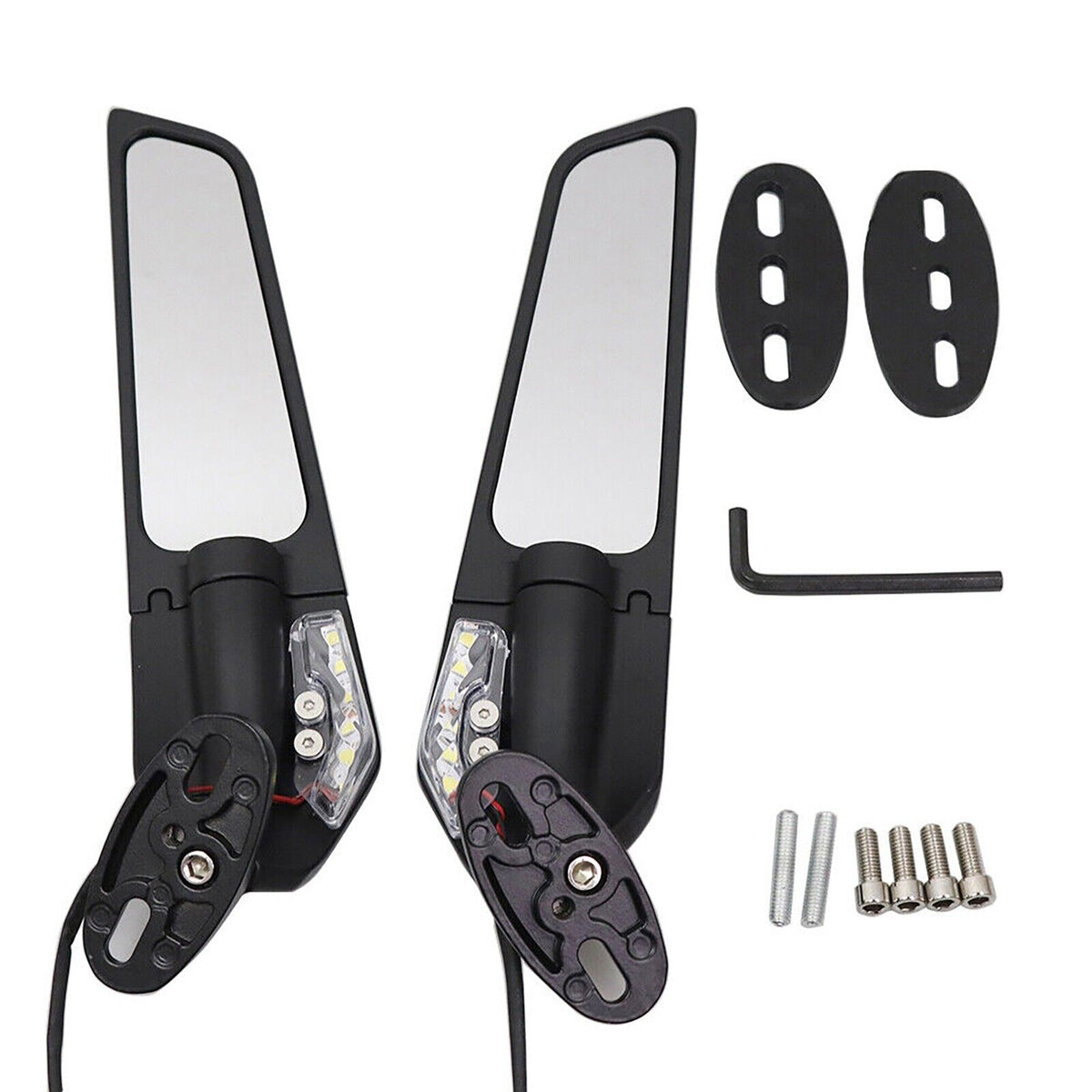 Motorcycle Adjustable Wind Swivel Wing Fin Rearview Side Mirror For Honda Suzuki Kawasaki - TDRMOTO