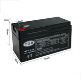 12V 1.3AH SLA Battery PS1212, Security Alarm, Toy, UPS, Main power and Back up - TDRMOTO