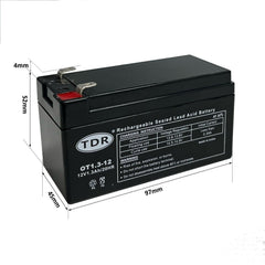 12V 1.3AH SLA Battery PS1212, Security Alarm, Toy, UPS, Main power and Back up - TDRMOTO